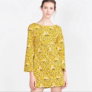 Zara Triflauc Mustard Floral Mod Mini Dress